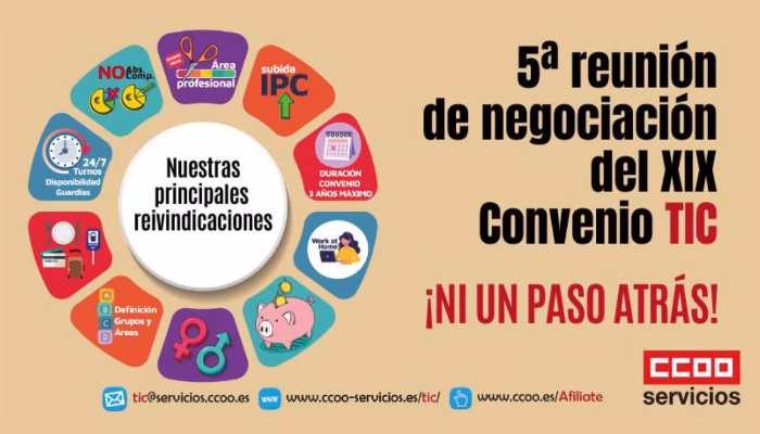 5ª reunión de la mesa de negociación del XIX Convenio TIC. Ni un paso atrás.