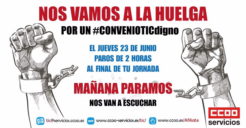 ¡MAÑANA PARAMOS! Este jueves, 23 de junio, nos vamos a la HUELGA . Por un convenio de consultoría justo